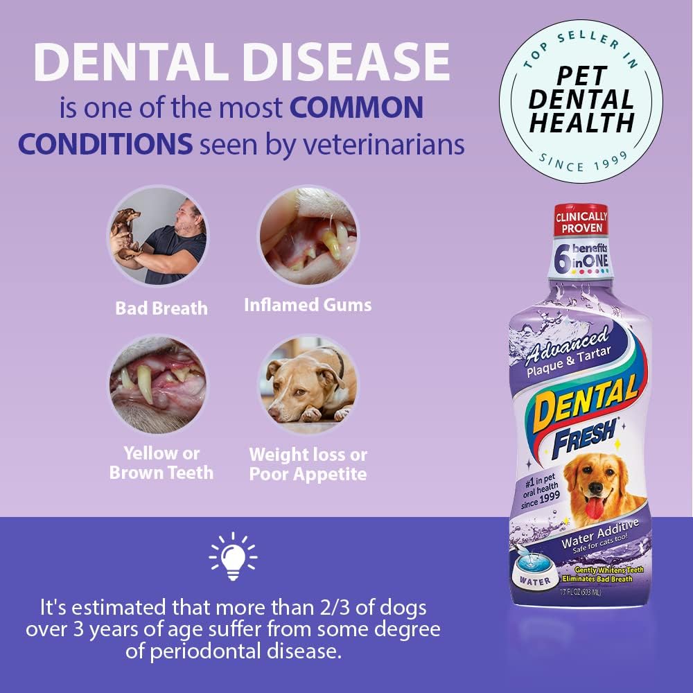 Advanced Plaque and Tartar Water Additive, 8oz – Dog Teeth Cleaning Formula to Freshen Breath and Improve Overall Oral Health