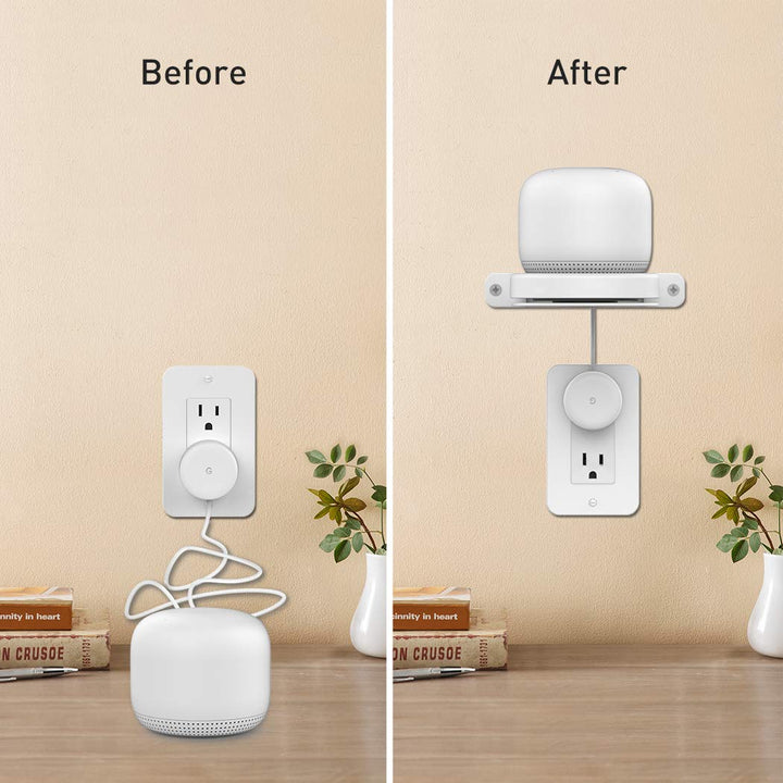 ABS Wall Mount Compatible with Nest WiFi Router- AC2200 Bracket Holder Shelf for Nest WiFi Point [Built-in Cable Management] (White)