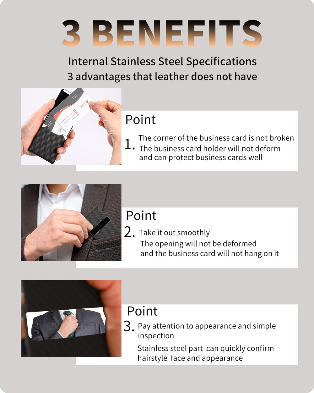 Business Card Holder, Metal Case Pocket, Holder for Women & Men, Professional PU Leather Holders RFID Blocking Name with Magnetic Clasp, Black Carbon