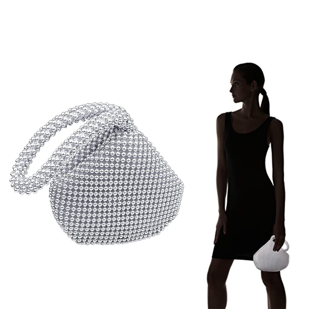 Silver Evening Handbag Beaded Clutch Purses For Women Wedding Party Prom Evening Bag, 1920s Flapper Gatsby Costume Accessories