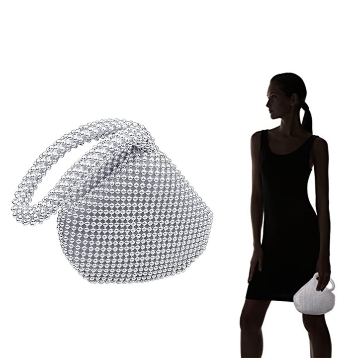 Silver Evening Handbag Beaded Clutch Purses For Women Wedding Party Prom Evening Bag, 1920s Flapper Gatsby Costume Accessories