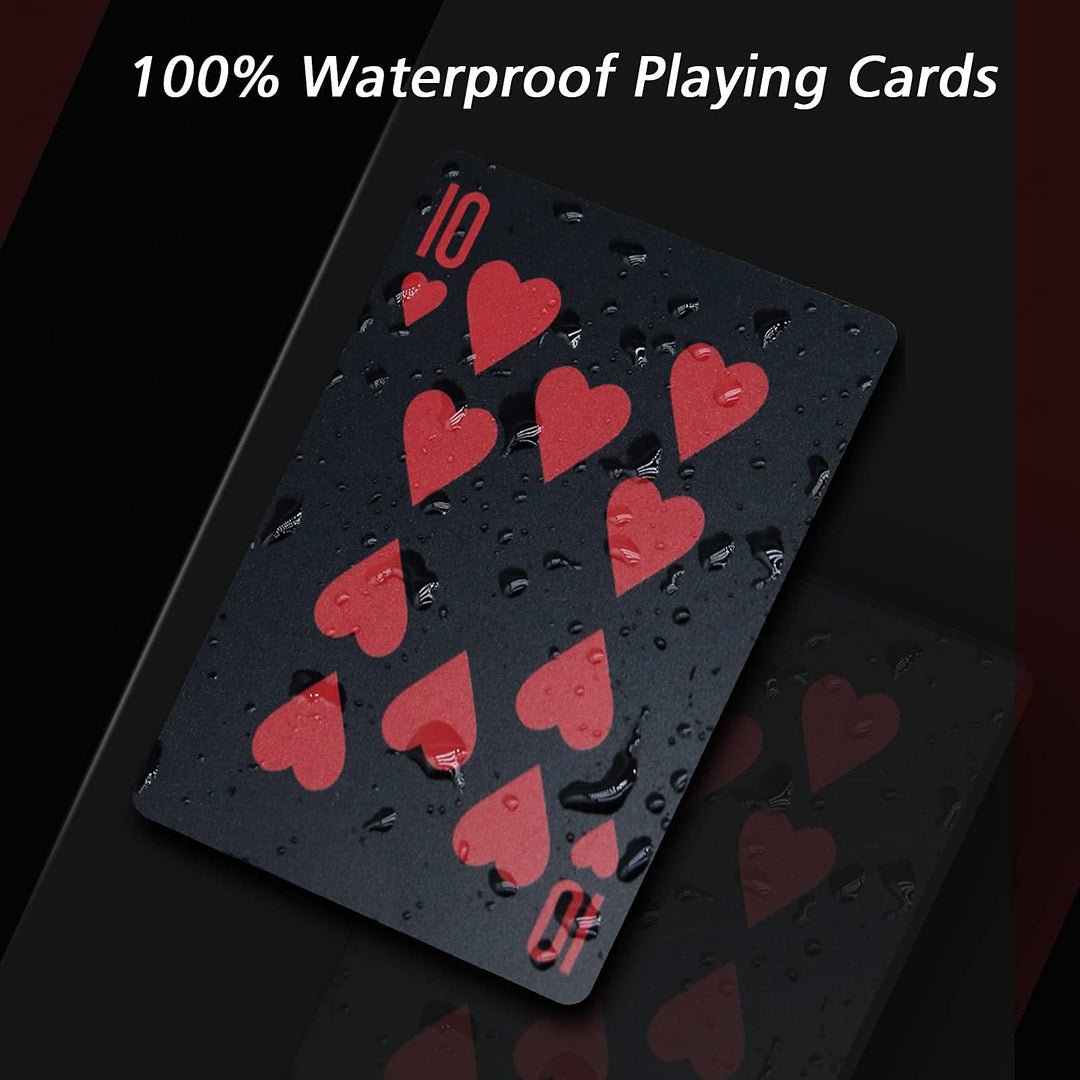 2 Decks Plastic Playing Cards, Premium Plastic Waterproof Black Playing Poker Cards Professional Luxury Deck of Cards for Adults