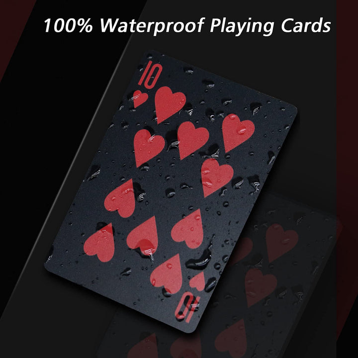 2 Decks Plastic Playing Cards, Premium Plastic Waterproof Black Playing Poker Cards Professional Luxury Deck of Cards for Adults