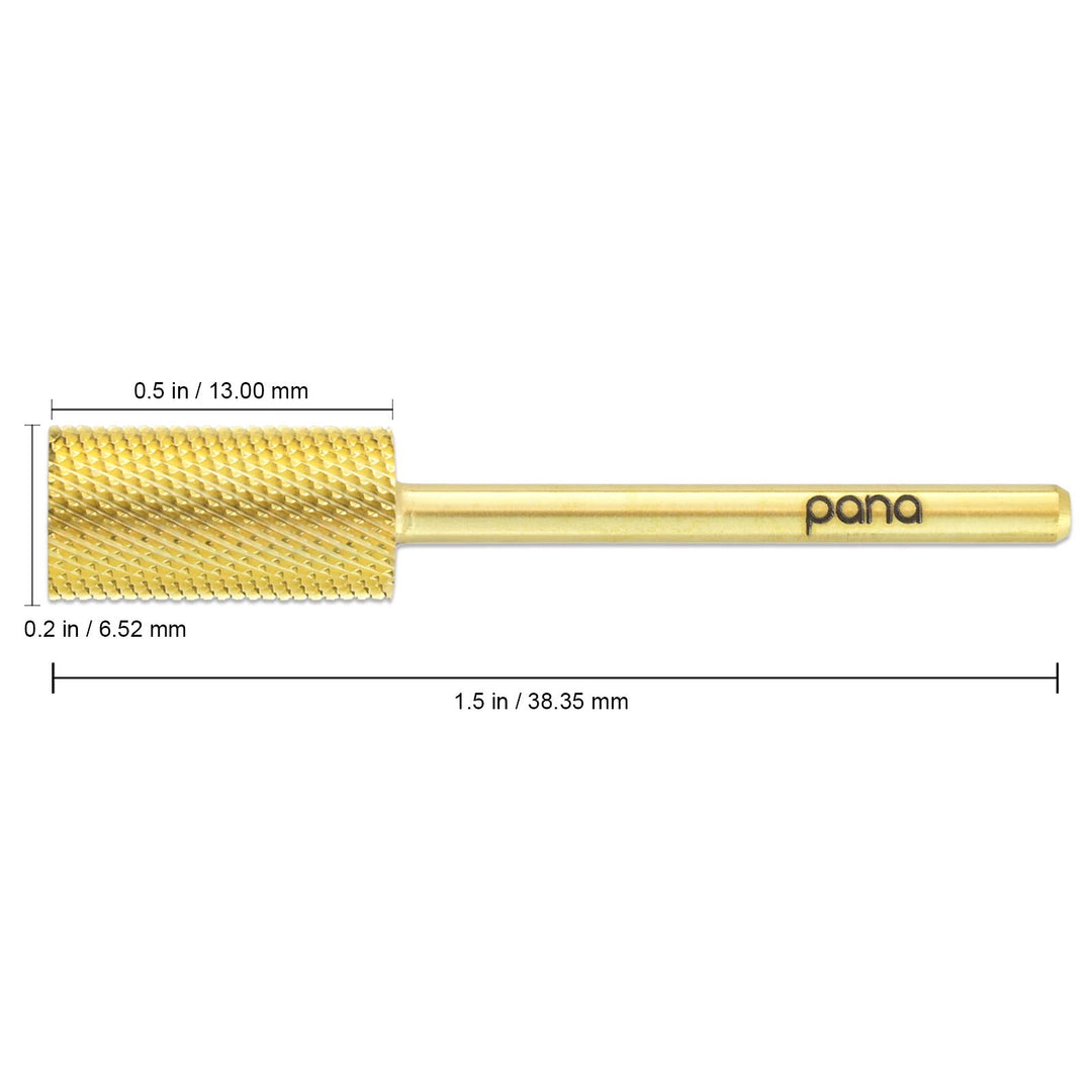 Pana 3/32 Safety Nail Carbide Bit - Gold Large Barrel Head (Grit: Fine - F) for Electric Dremel Drill Machine