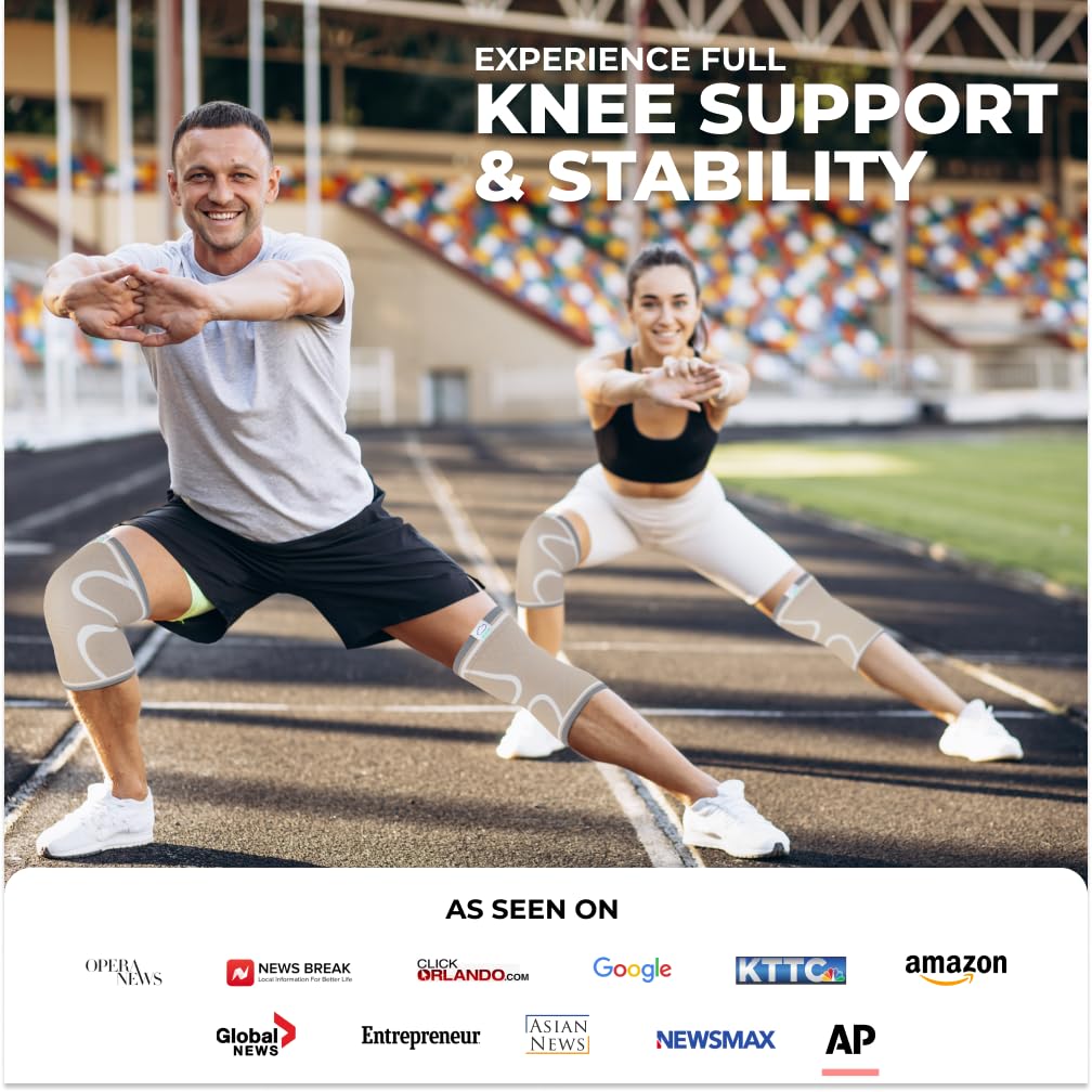 Modvel Compression Knee Brace for Women & Men - 2 Pack Knee Brace for Women Running Knee Pain, Knee Support Compression Sleeve, Workout Sports Knee Braces for Meniscus Tear ACL & Arthritis Pain Relief