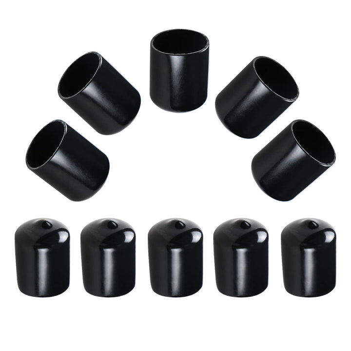 Rubber Round End Cap Cover 0.71 Inch (18mm) Screw Thread Protectors PVC Flexible Tubing Pipe Protective Bolt Screw Thread Protector Safety Cover | for Pipe Post Tubing Rod Cover 10 Pcs (Black)