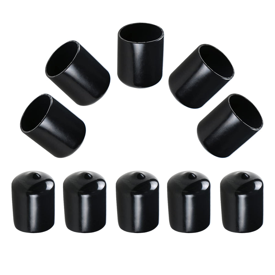 Rubber Round End Cap Cover 0.71 Inch (18mm) Screw Thread Protectors PVC Flexible Tubing Pipe Protective Bolt Screw Thread Protector Safety Cover | for Pipe Post Tubing Rod Cover 10 Pcs (Black)