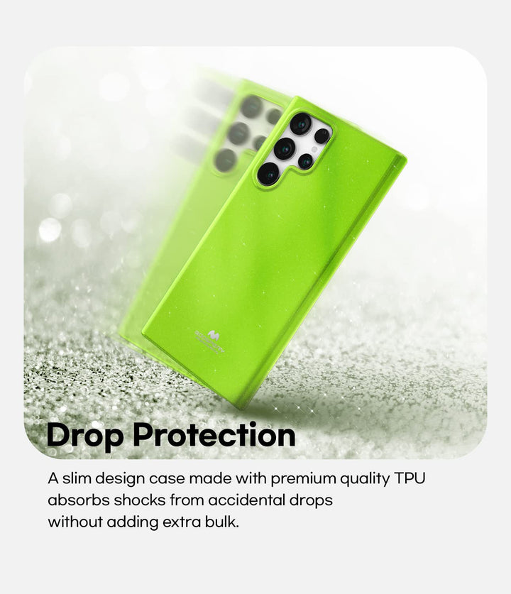 Pearl Jelly Designed for Galaxy S22 Ultra Case, Vivid Color with Light Shimmer Jewel Effects Glitter Sparkles Shine Look Slim Thin TPU Rubber Back Cover-Lime