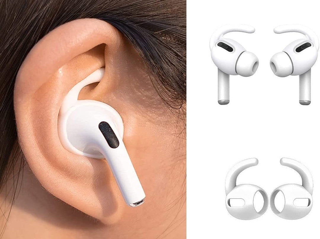 [Never Lose Your Air Pods Pro] Anti Slip Set, Sport Ear Hook Compatible with Air Pods Pro + Air Pods Pro Earbuds Ear Hooks Cover + Strap Compatible with Air Pods Pro [3in1] (White)