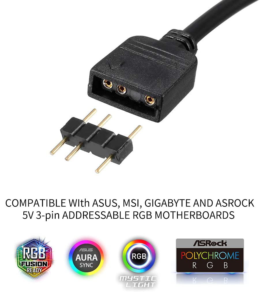 5V 3Pin Addressable RGB 1 to 4 Splitter Cable,Y-shaped Fan and Pc Led Strip Extension Cable,LED strip and ARGB fan connector,equipped with 4 male pins,53ARGB(1-pack)
