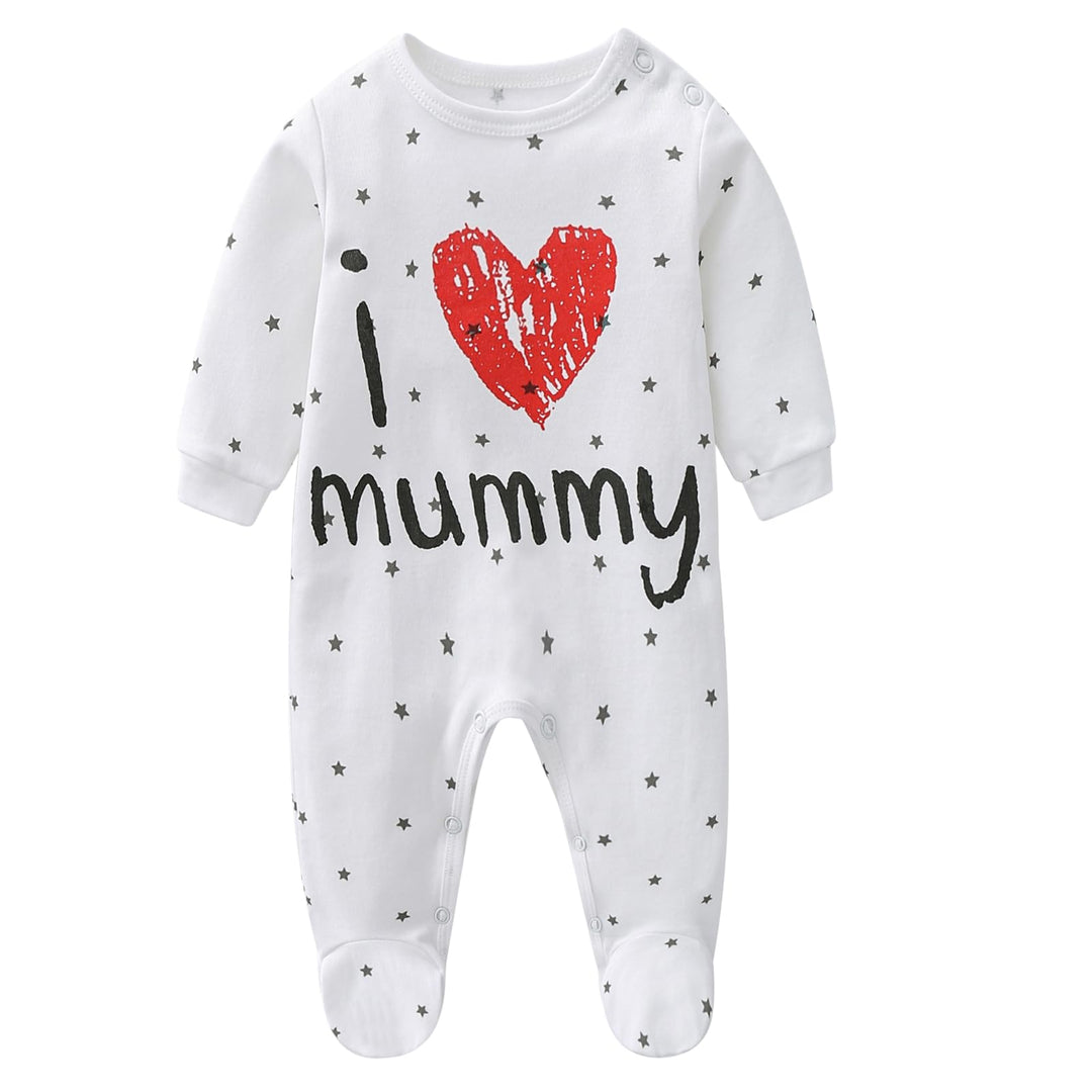 Unisex-Baby Clothes Newborn Footies I Love Mummy Daddy Cute Twins Romper Jumpsuit Set(0-3 Months) White