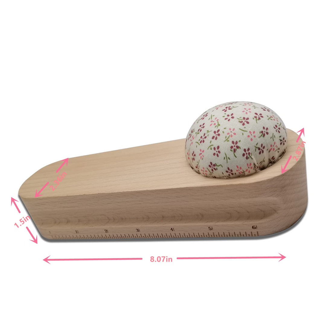 1pcs Hardwood Tailors Clapper with 400pcs Sewing Pins Patchwork Pins, Quilters Pressing and Seam Flattening Tool with Pin Cushion and Dual Unit Scale