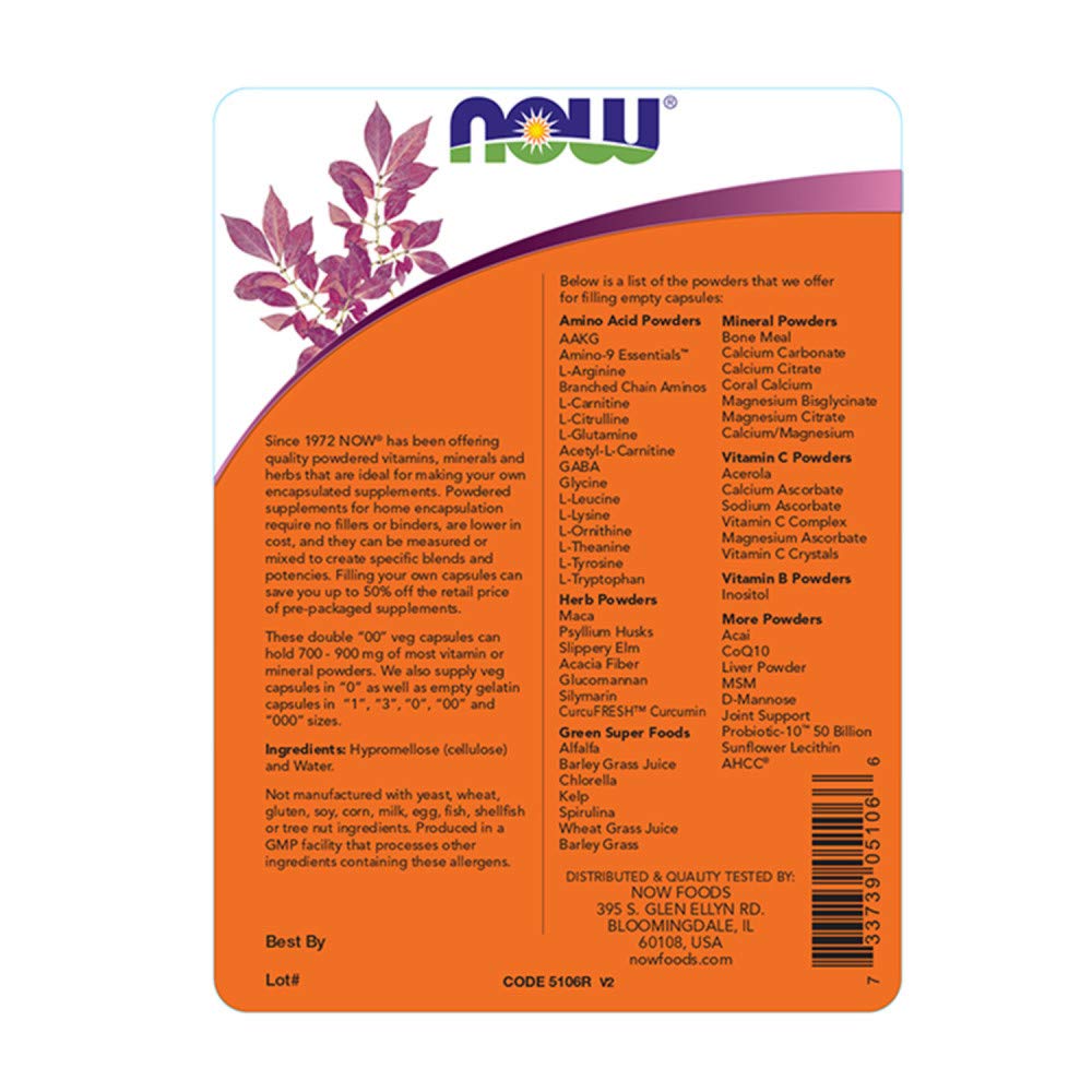 Now Foods Veg-Capsules Double '00' Empty Capsul