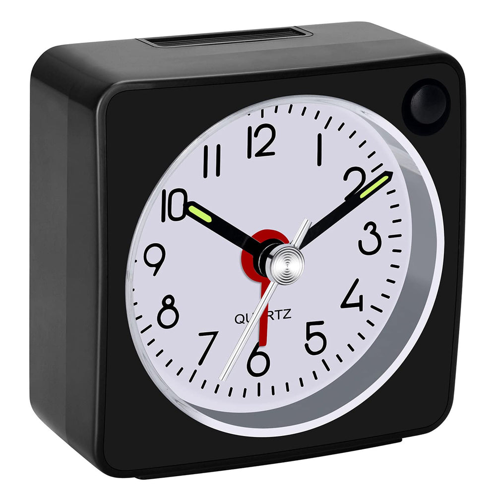 Travel Analog Alarm Clock, 2.25 inch, Ultra Small Clock with Snooze and Light Function, Super Silent Non Ticking, Battery Operated, Easy Setting