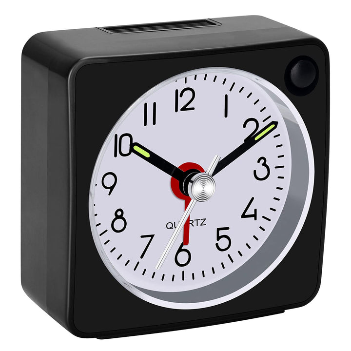 Travel Analog Alarm Clock, 2.25 inch, Ultra Small Clock with Snooze and Light Function, Super Silent Non Ticking, Battery Operated, Easy Setting