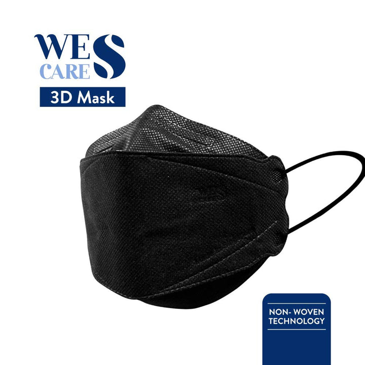 Wes Care [20Pcs] 3D Premium Face Mask Black Edition (KF Design) | Made in Singapore | UV Clean, Soft & Comfortable, Easy to Breathe | Ships from USA