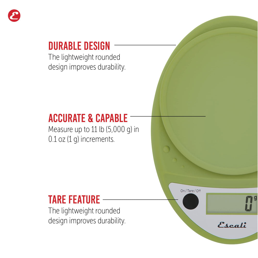 Primo Digital Kitchen Scale 11Lb/5Kg, Tarragon Green