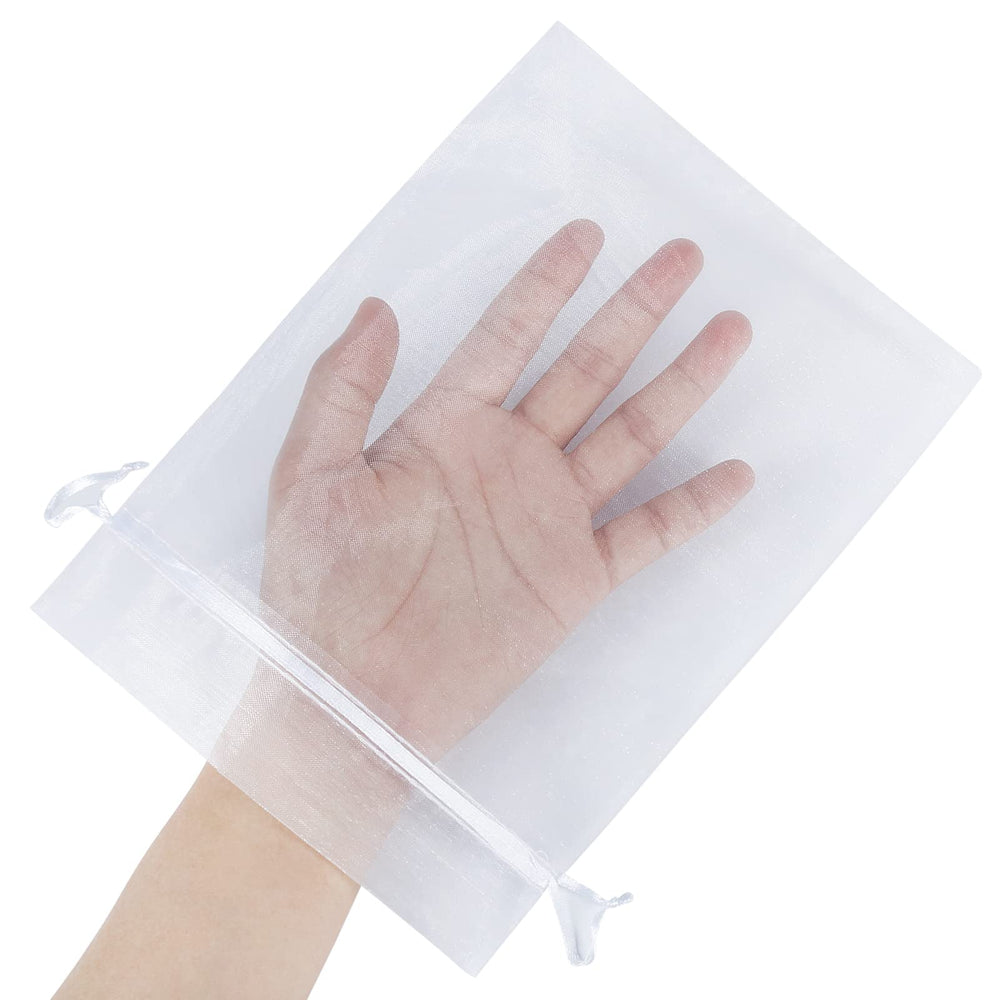 HRX Package 100pcs Sheer Organza Bags White, 6 x 9 inch