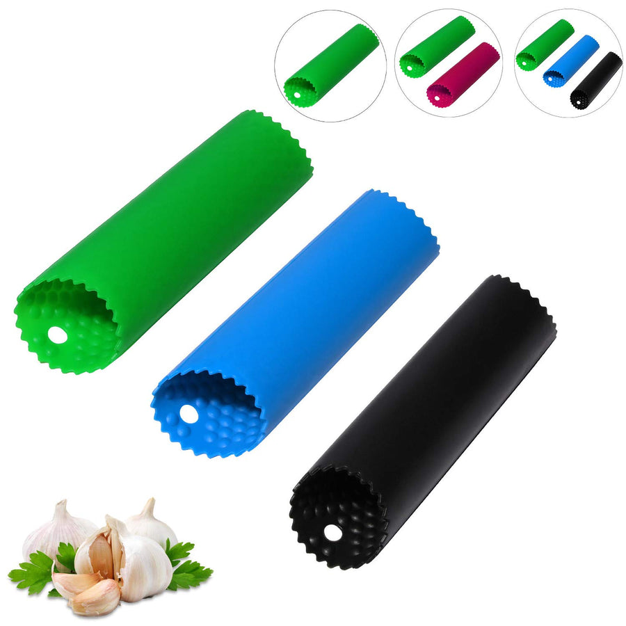 Garlic Peeler Skin Remover Roller Keeper,Easy Quick to Peeled Garlic Cloves with Silicone Tube Roller Garlic Peeling Kitchen Tool(3 Colors)