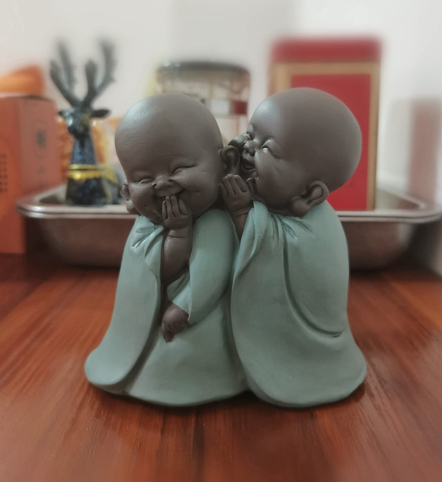Siamese Laughing Buddha Statues Sculptures Hand-Carved Buddha Statue Buddhism Lucky/Happy/Wealth/Peace Sign Home Decor Car Ornament
