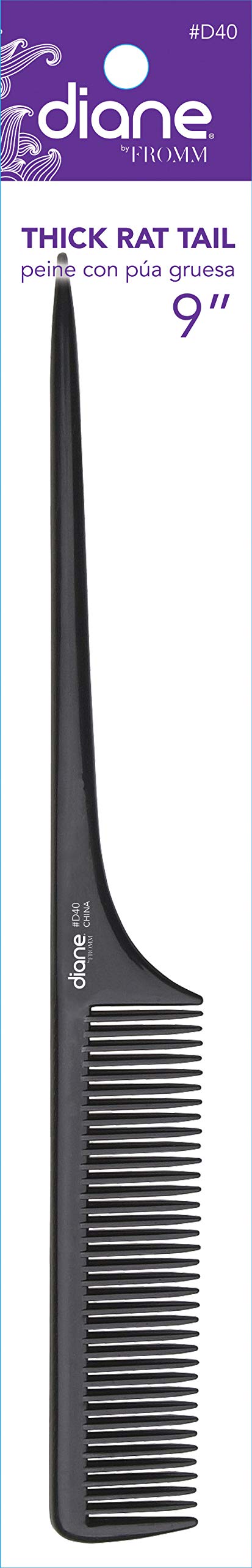 9 Thick Rat Tail Comb, Bone/Black (assorted colors)