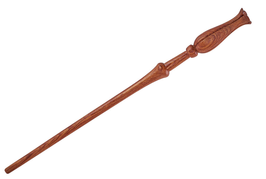 Hand Carved Wooden Flower Wand, Handmade Magic Wand for Collectible and Cosplay Girl Wand 15'' for Children and Adults on Halloween, Christmas (Flower Wand)