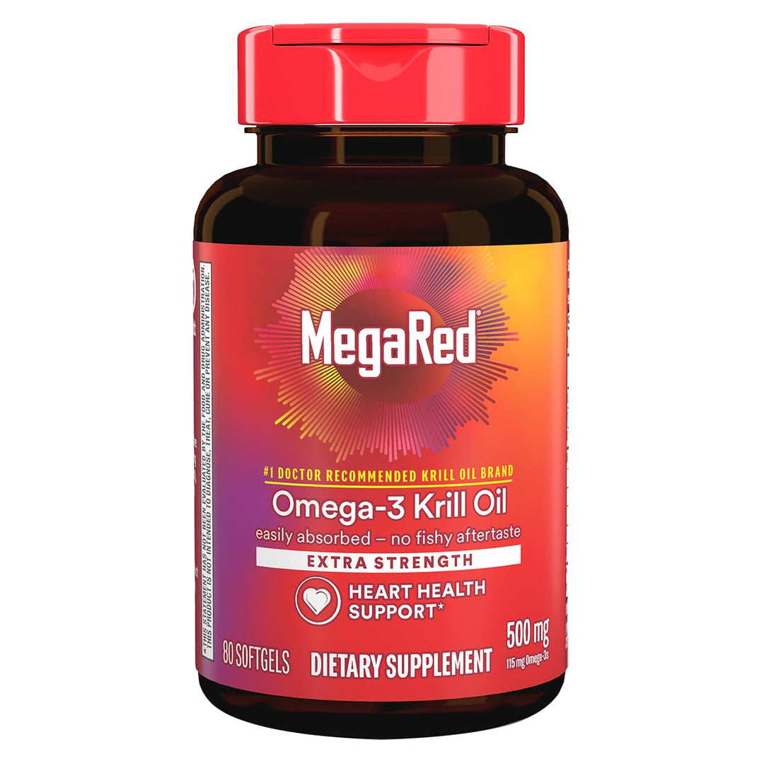 MegaRed Omega-3 Krill Oil 350mg Softgels, (120 Count in a Bottle), EPA & DHA Omega-3 Fatty Acids with No Fishy Aftertaste Unlike Fish Oil, Contains Antioxidant Astaxanthin