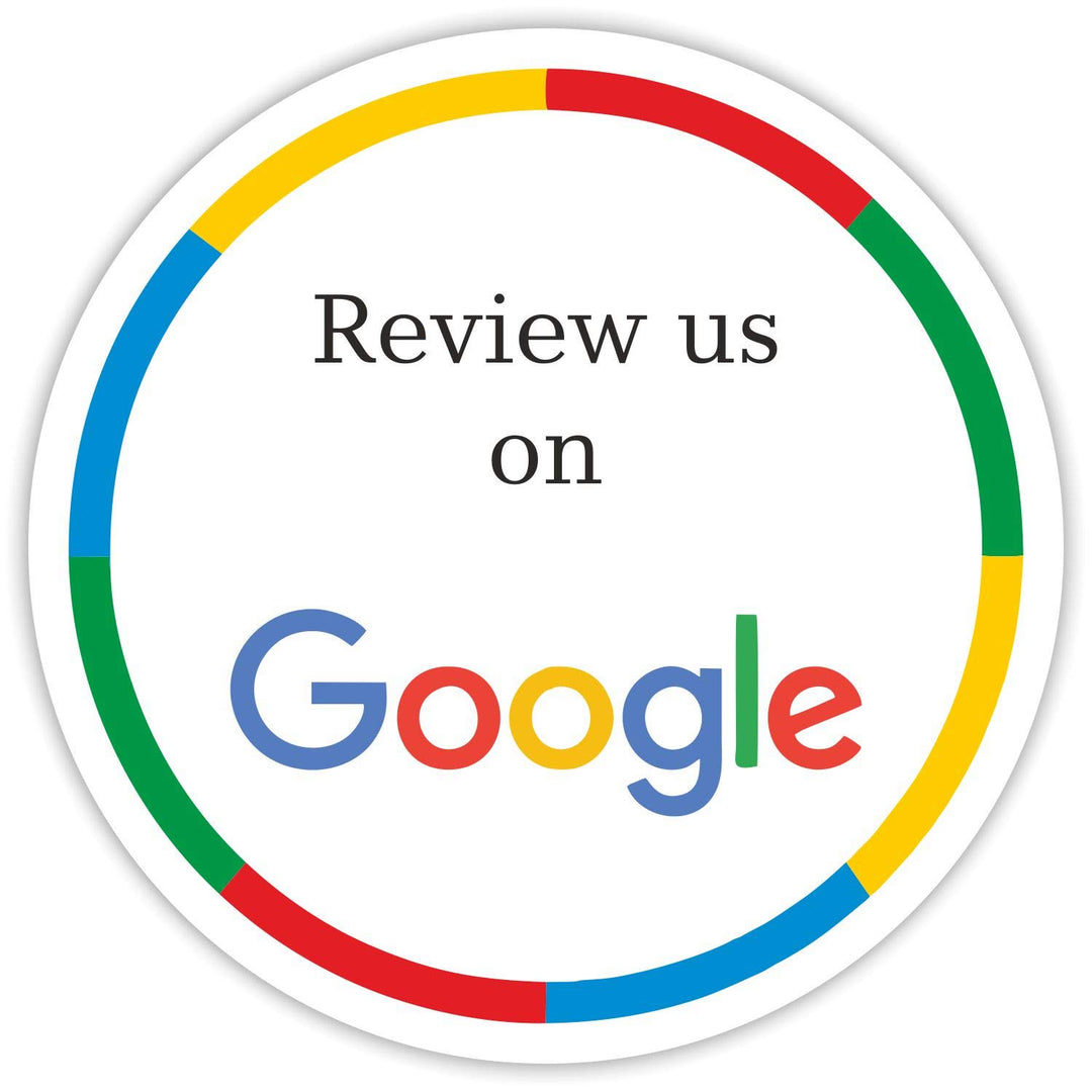 Review Us On Google Sticker - (Pack of 20) 4 Large Round Vinyl Decal Sign for Wall Laptop Social Media Storefront Window