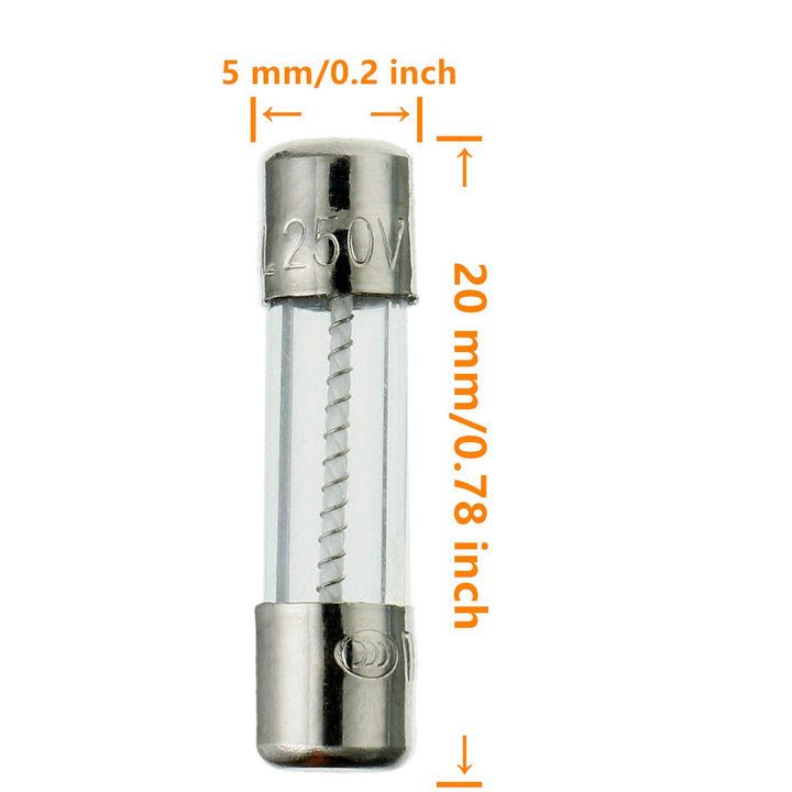 12 Values 120 Pcs 5x20 mm Slow Blow Glass Fuse 0.2 x0.78 Inch 250 V Volt T0.5 T1 T1.25 T1.6 T2 T2.5 T3 T3.15 T4 T5 T6.3 T10 A amp Assortment Kit