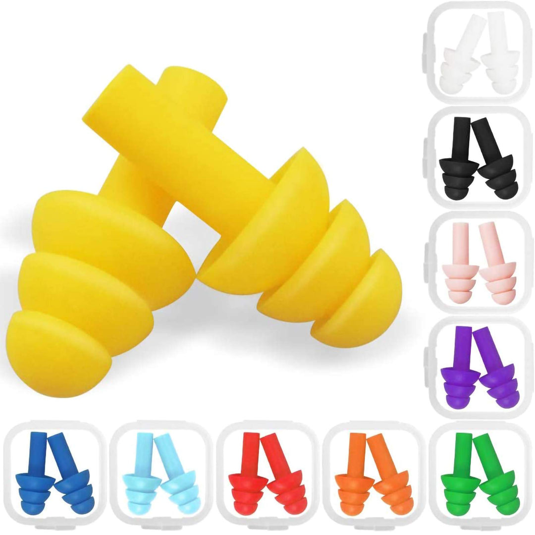 10 Pairs Swimming Earplugs Silicone Noise Cancelling Ear Plugs Reusable Waterproof Earplugs with Case for Swimming and Sleeping, 10