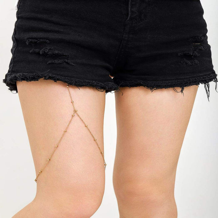 Thin Leg Body Chains Silver Thigh Chain Beach Body Jewelry Nightclub for Women and Girls (Silver)