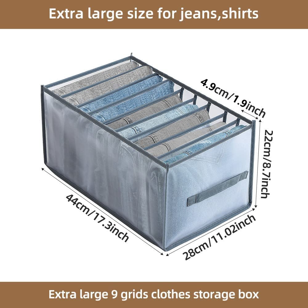 Wardrobe Clothes Organizer, 9 grids Closet Organizers and Storage, Dresser Drawer Organizers for Clothing,Pants Jeans Organizer,T-Shirts,Socks,Skirts,Jeans, Legging,Bra, Underwear for Closet