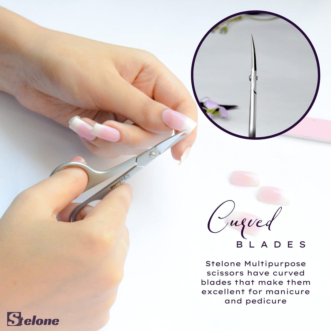 Multi-Purpose Cuticle Scissors Stainless Steel Curved Blade Little Manicure Scissors - Eyebrow Scissors for Women, Cosmetic &amp; Brow Scissors for Facial Hair &amp; Eyelash Trimming