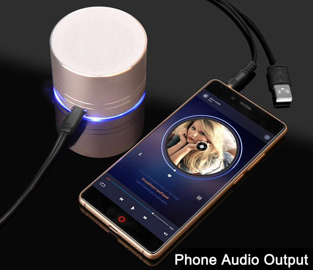 1x Micro USB 5pin to 3.5mm Audio Port Cable and USB-A Charge Cord for Bluetooth Speaker (Micro USB)