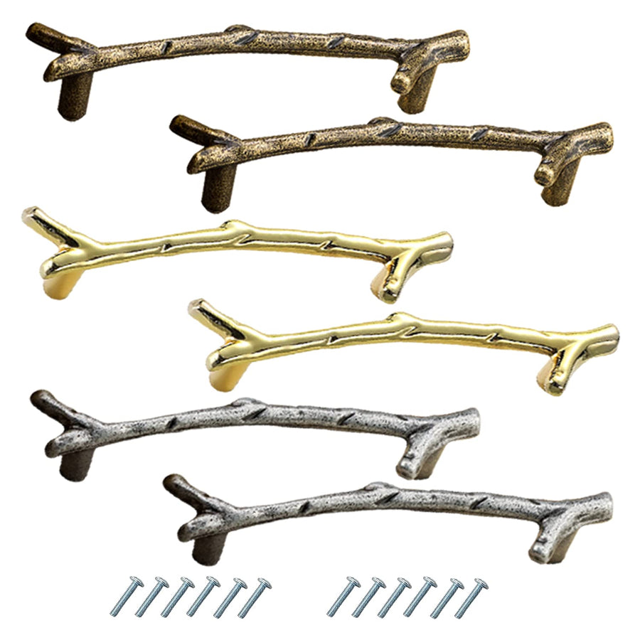 6pcs Tray Handles for Resin Mold Tray Accessories,2-Hole Metal Handles for Silicone Epoxy Casting, Branches Handles with Screw for Faux Agate,Serving Board,Wine Cabinet,Locker