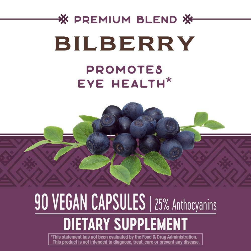 Nature&#39;s Way Bilberry Standardized Extract Veg Capsules 90 ea (Pack of 3)