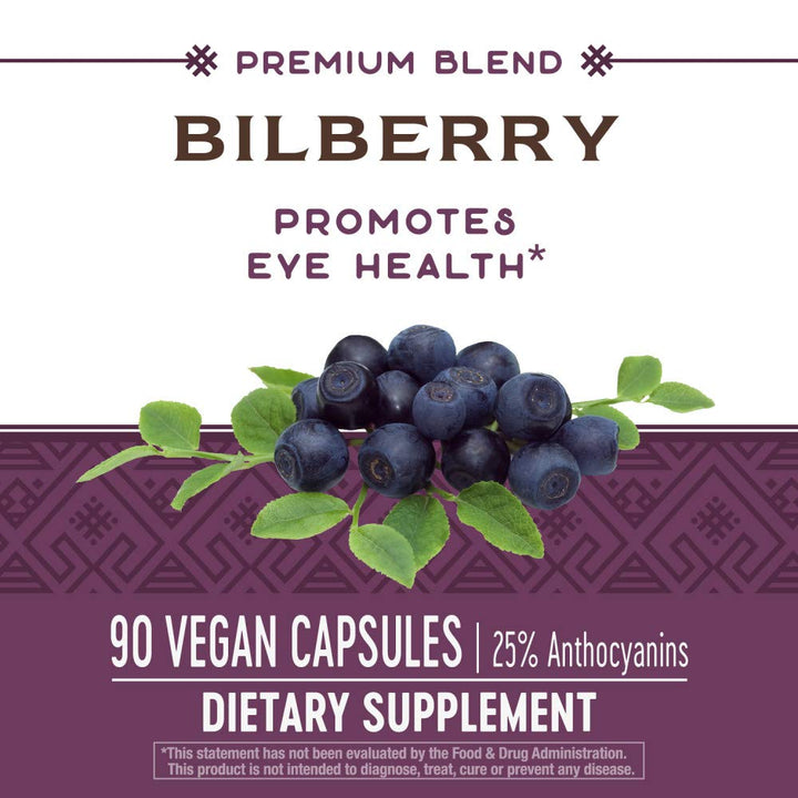 Nature&#39;s Way Bilberry Standardized Extract Veg Capsules 90 ea (Pack of 3)