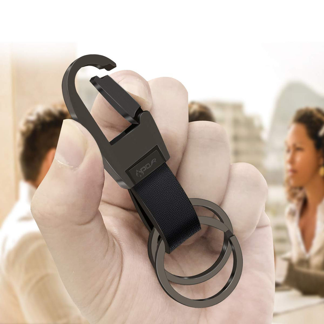 Key Chain with 2 Key Rings Leather Car Keychain for Men and Women