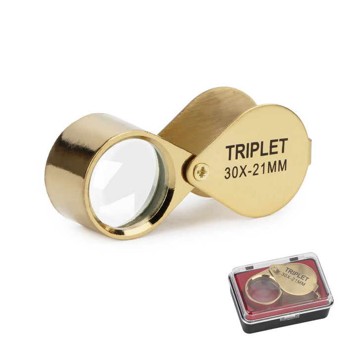 30X Mini Folding Magnifier Jeweler Eye Loupe Jewelry Portable Magnifying Glass Pocket Handheld Tools for Watch Making, Jewelers, Stamp Collectors, Antiques (30X-21MM)