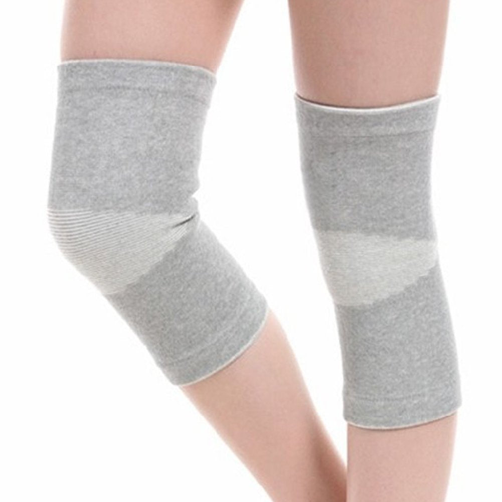 JUMISEE (One Pair) Cotton Knee Sleeves for Knee Support, Circulation Improvement & Pain Relief,Sport Compression for Running, Pain Management, Arthritis Pain Women Men (Gray, Large)