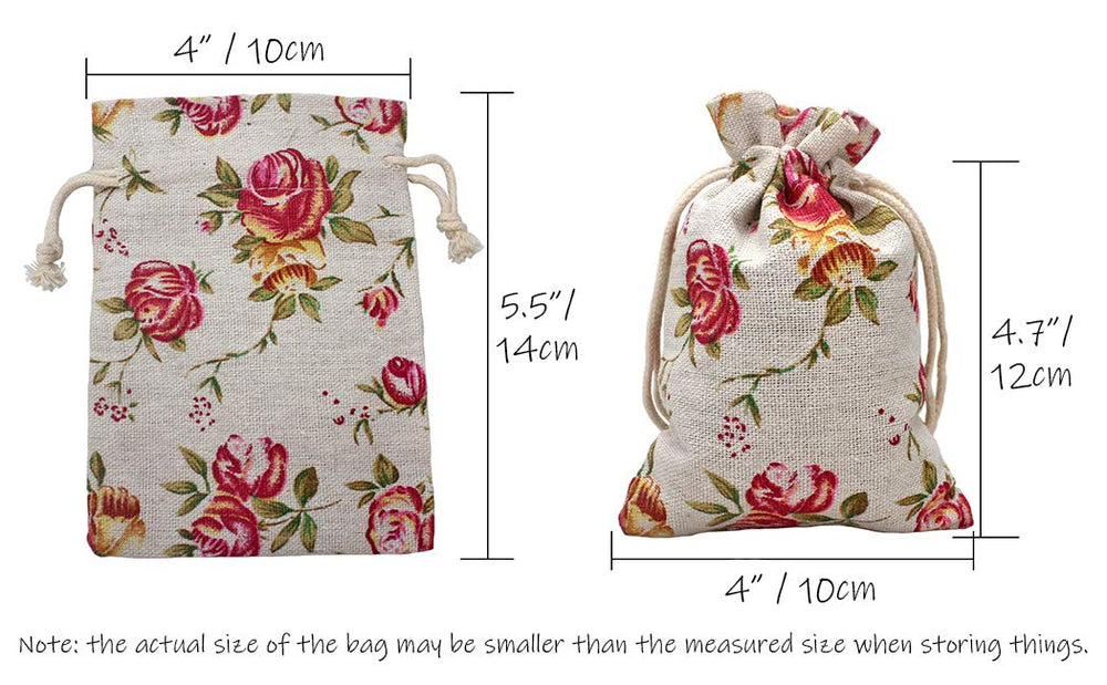 Hapdoo 24 Pack Rose Double Drawstring Burlap Bags Gift 