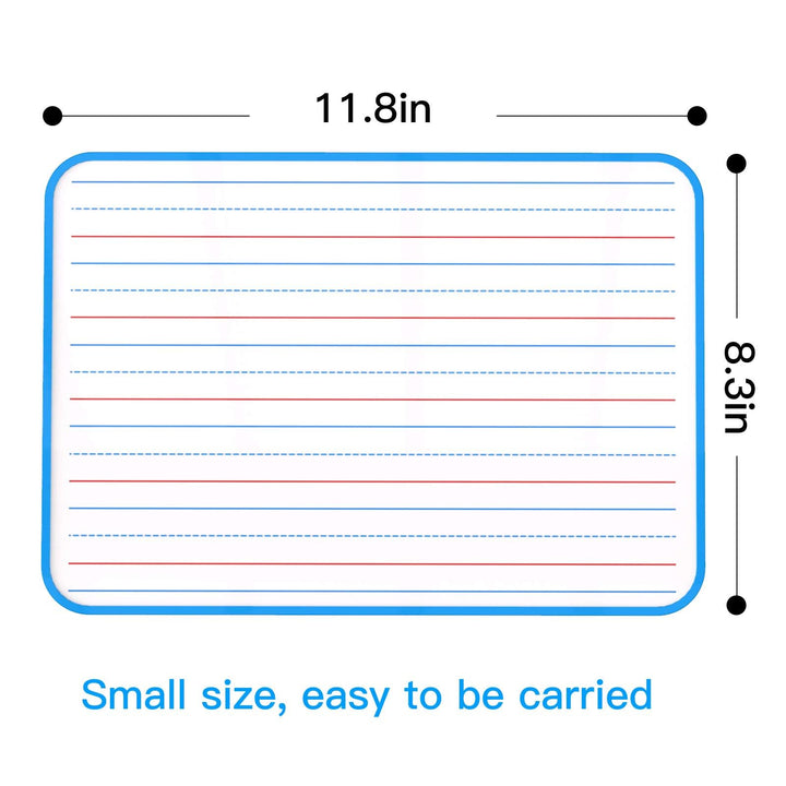 Ruled Dry Erase Lapboard, Double Sided Dry Erase Board, Small Whiteboard for Kids, Dry Erase Board with Lines for Learning Writing (Set of 2)