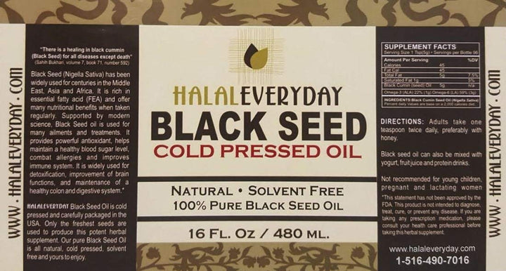 Pure Black Seed Oil - 16 OZ - 100% Pure and Cold Presse