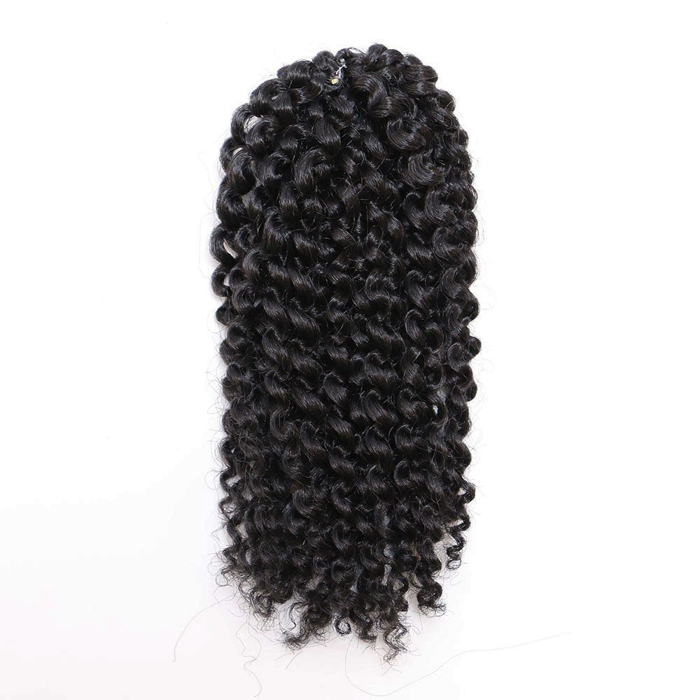 8 inch Crochet Curly Braids Hair 3pcs/pack Black Synthetic Box Braids Hair (#1B)