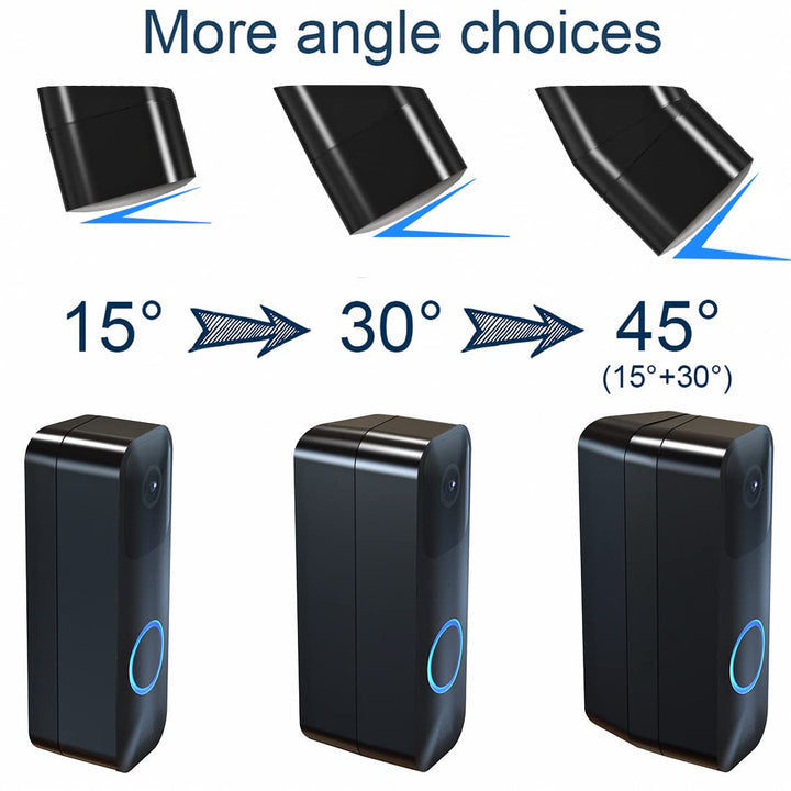 Blink Doorbell Mount, Adjustable (15 to 45 Degrees) Corner Mount, No-Drill Mounting Bracket for Blink Doorbell Camera, Wide Viewing Angle Mount, Black