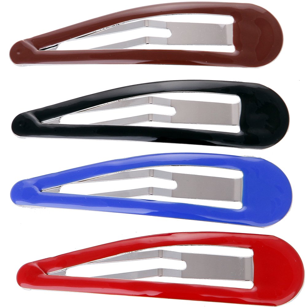 Pack of 10 Large Metal Stoving Varnish Hair Snap Clips,3.5 inch Long No-slip Hair Clips Barrettes For Women and Girls (Black)