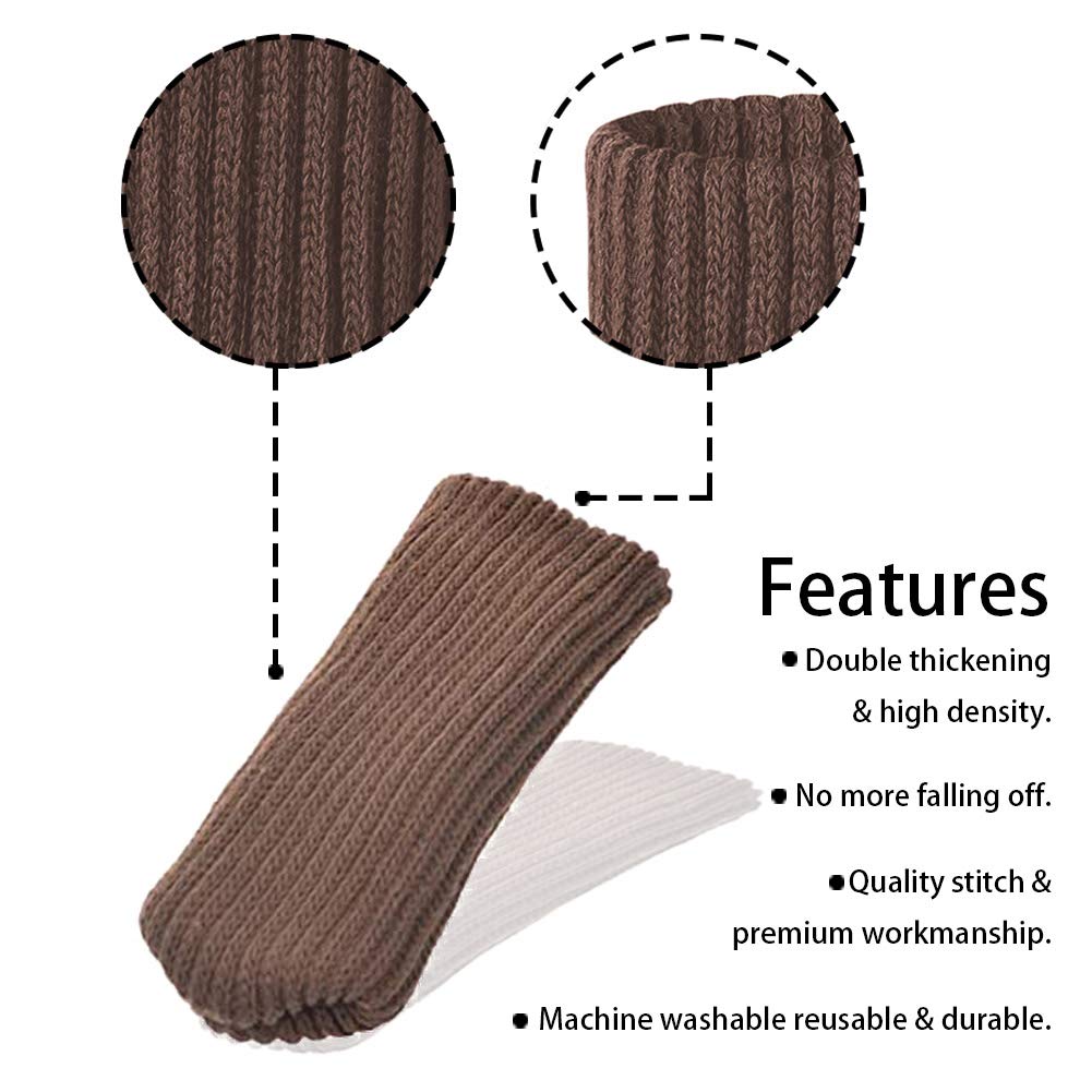 16pcs Knitting Wool Furniture Socks/Chair Leg Floor Protector (Brown Color)