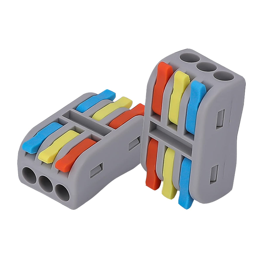 10 Pcs Lever Wire Connectors, Compact Wire Conductor Connector Quick Wiring Cable Connector Push-in Conductor Terminal Block (3 in 3 Out)