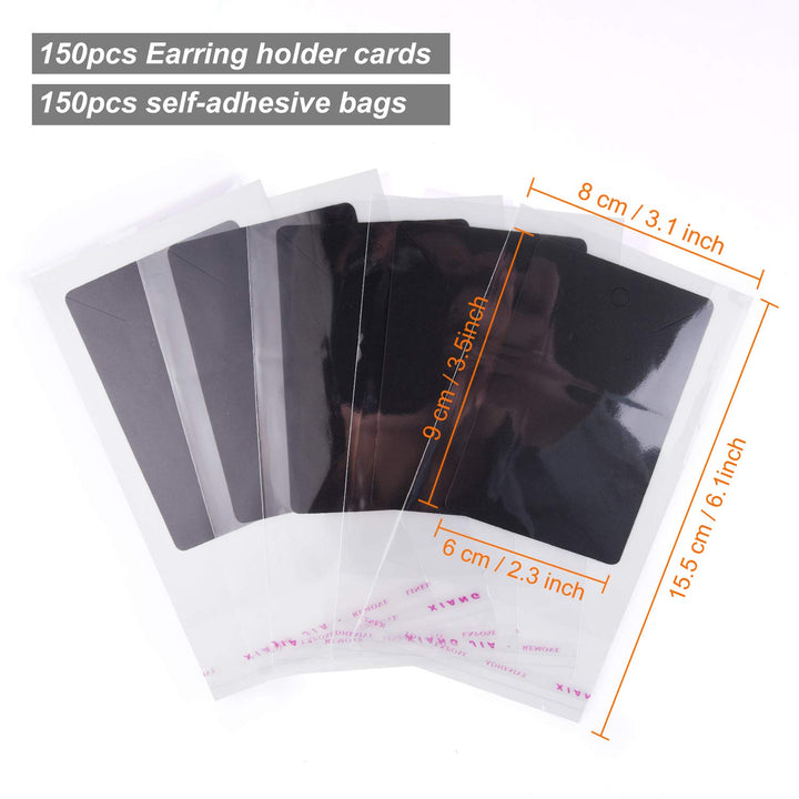 MIAHART 150 Set Earring Display Card with 150 Pcs Self-