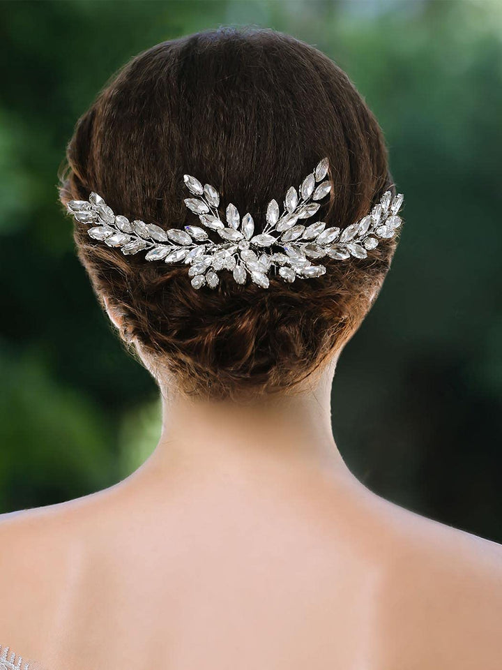 Wedding Hair Comb Rhinestones Bridal Hair Side Comb Accessories Headdress for Bride and Bridesmaid (Silver)
